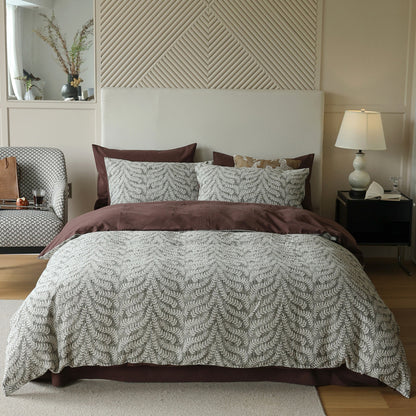 Elegante Baumwoll-Leinen Bettwäschegarnitur mit gequilteter Jacquard-Struktur