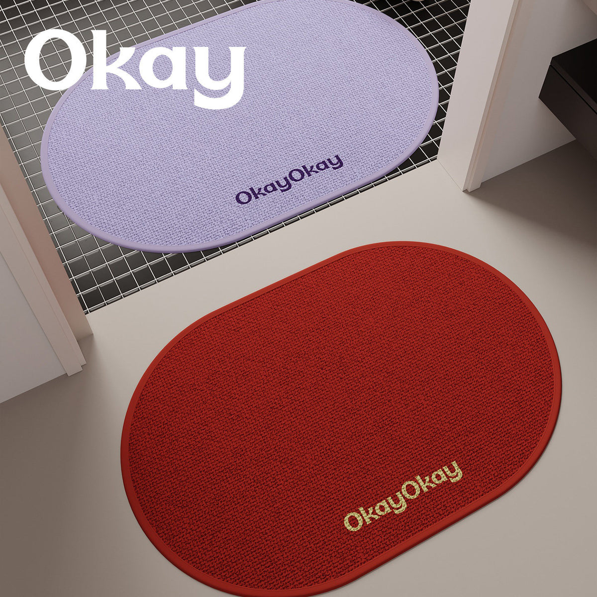 Non-Slip Oval Entrance Door Mat with Absorbent Loop Pile