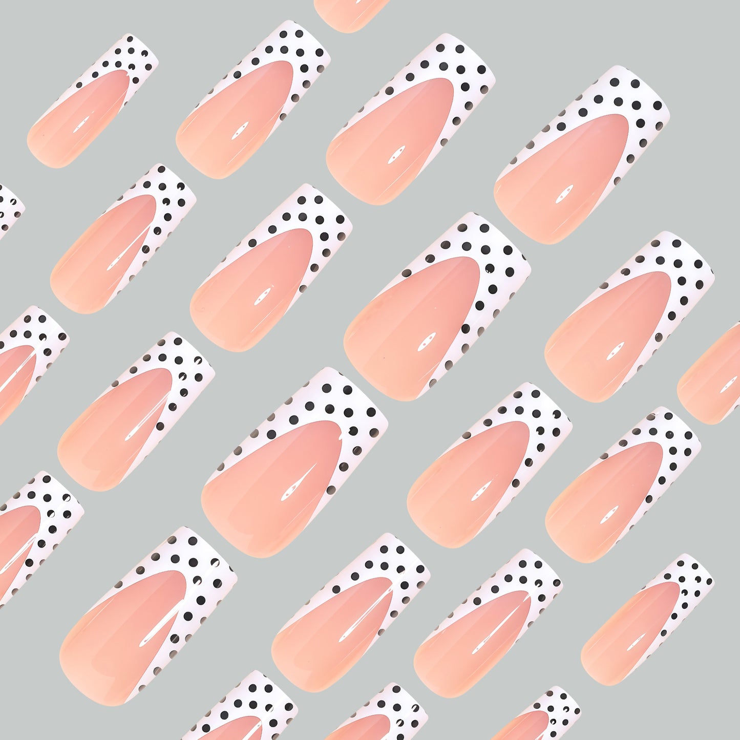 Künstlerische Lange Druck-Nagelspitzen mit Punkten-Design Brehn