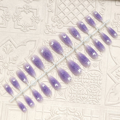 Künstlerisches floral-akzent druck auf nagelset Brehn