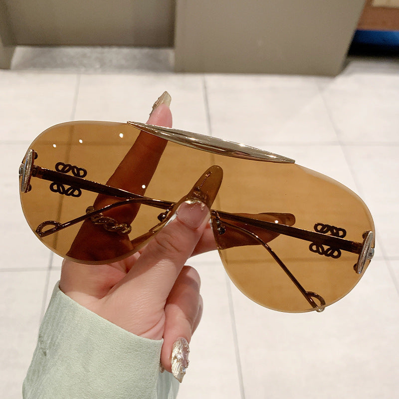 Damen elegante oversized Sonnenbrille mit stilvollem transparentem Rahmen Brehn