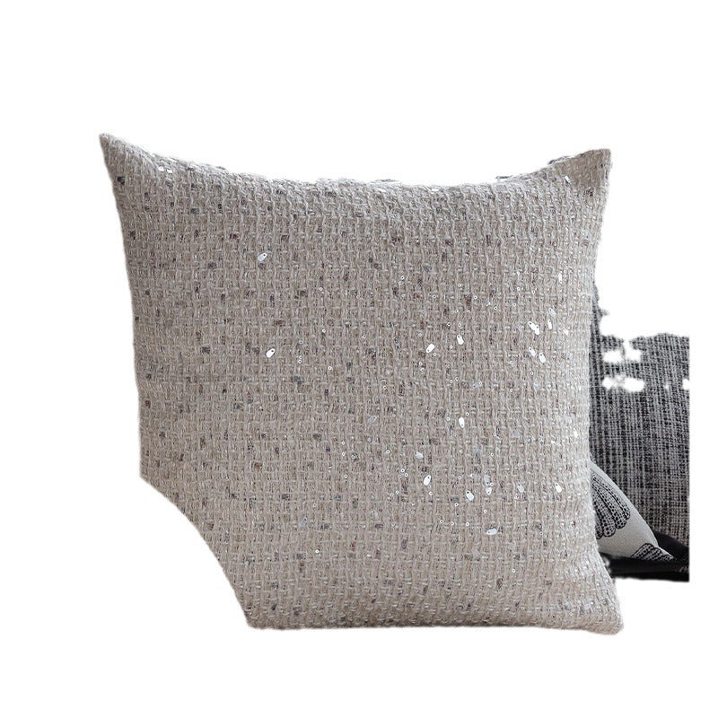 Quadratischer Luxus-Kissenbezug mit glitzernden Pailletten und texturierter Bouclé‑Webung Brehn