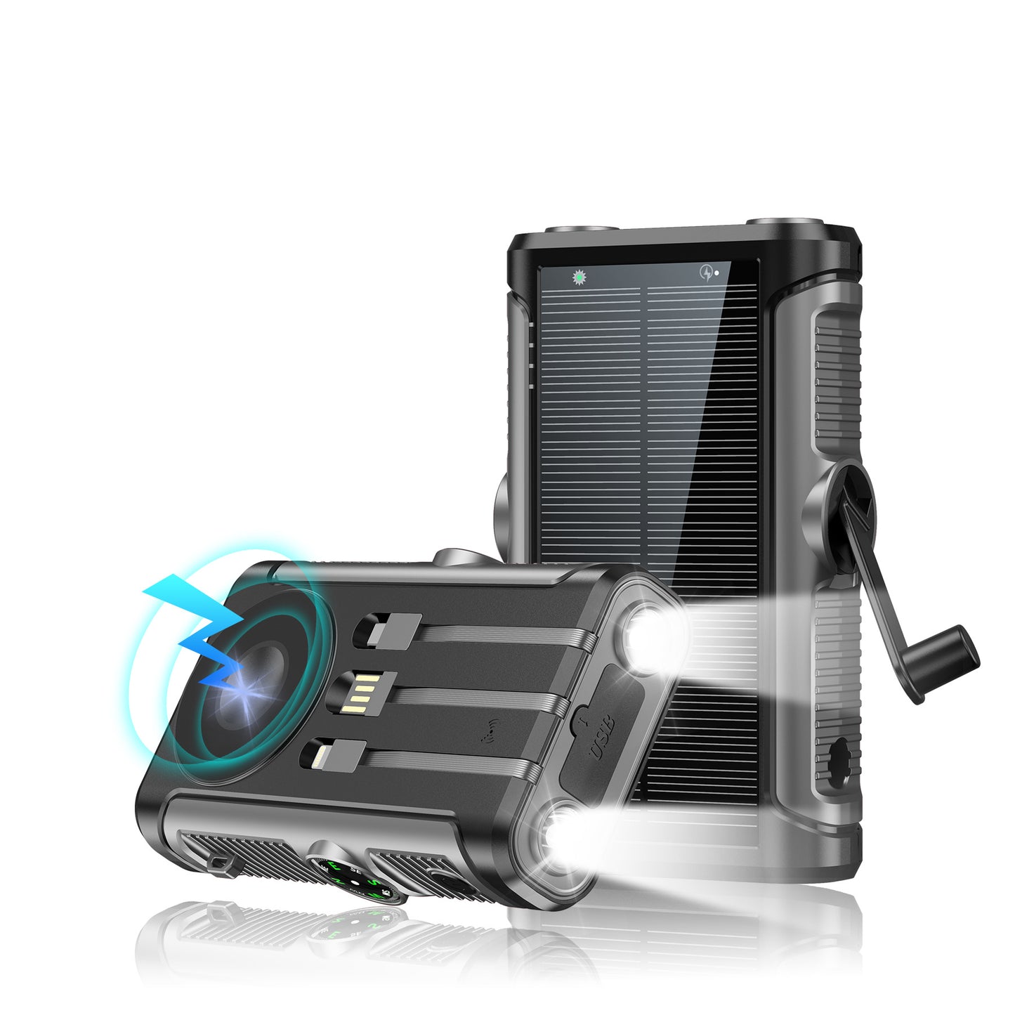 Multifunktionale Solar Powerbank mit Handkurbel Brehn
