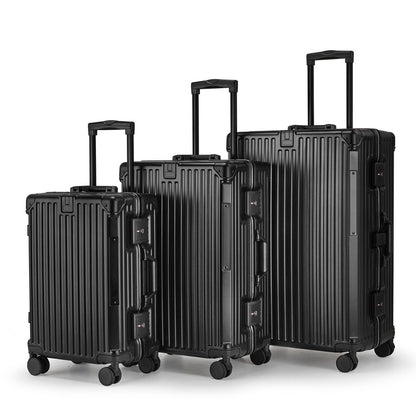 Hartschalen-Koffer Set aus Aluminium – Reisegepäck mit 360° Drehrollen, Teleskopgriff und Schließsystem