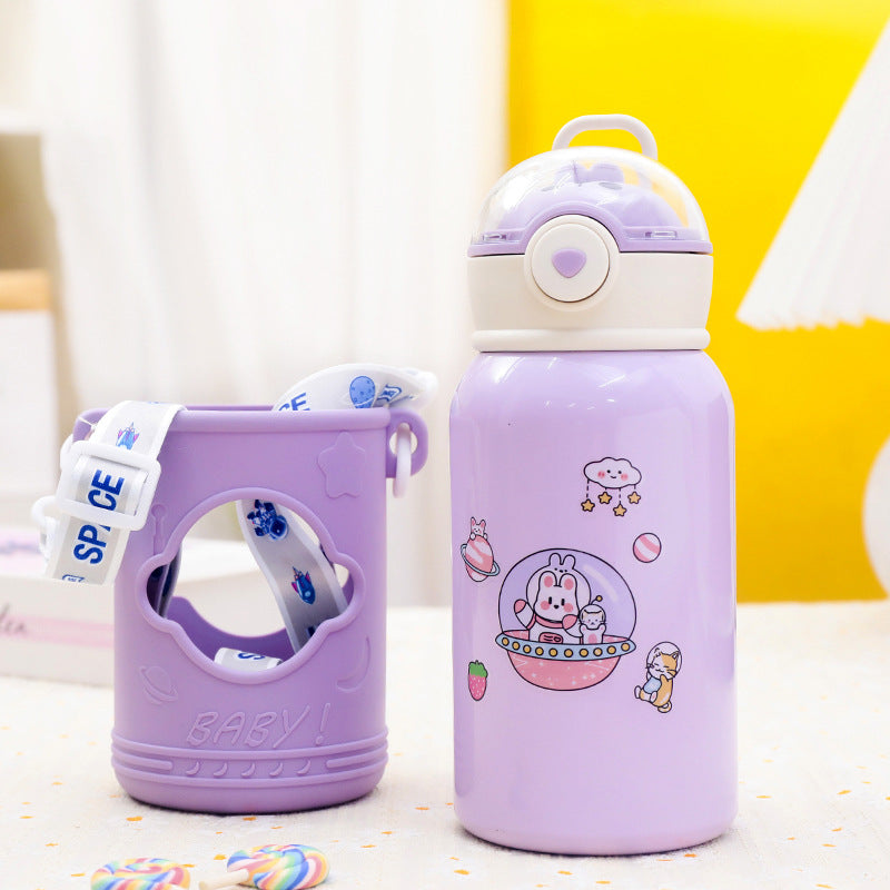 Isolierte Trinkflasche mit Niedlichem Tierdesign und Flexiblem Tragegurt Brehn