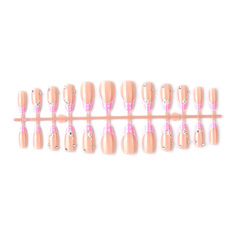 Künstlerisches Floral Französisch Press-On Nagelset Brehn