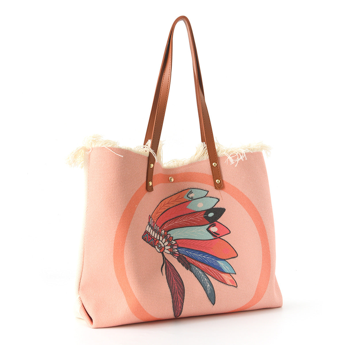 Strandtasche mit Floralem Muster und Fransen Brehn