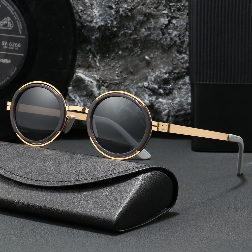 Damen modische runde Sonnenbrille mit elegantem Metallrahmen Brehn