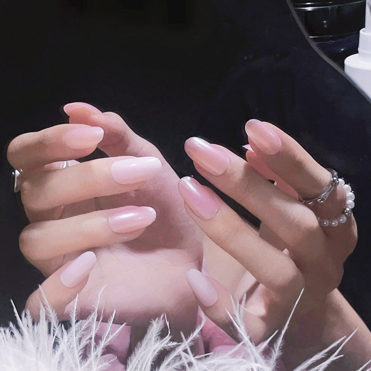 Glänzendes French Tip Press-On Nails Set