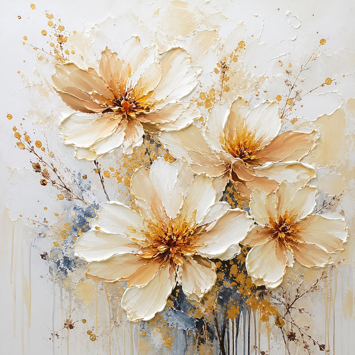 Elegante florale strukturierte Leinwandkunst