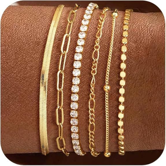 Mehrlagiges Silber Charm Armband Set Brehn