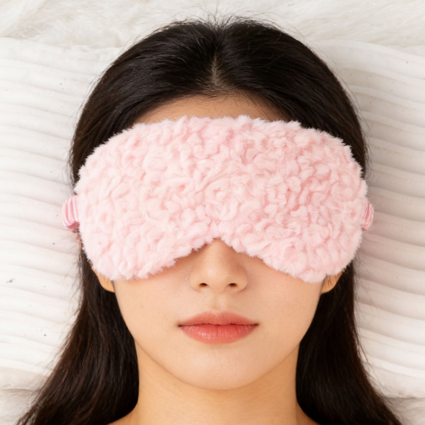 Damen nan luxuriöse Schlafmaske mit voluminösem Kunstfellbezug und weich gepolsterter Augenpartie Brehn