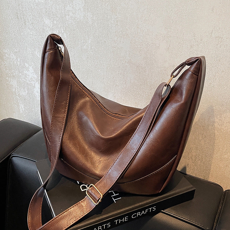 Schlabberige Leder Schultertasche