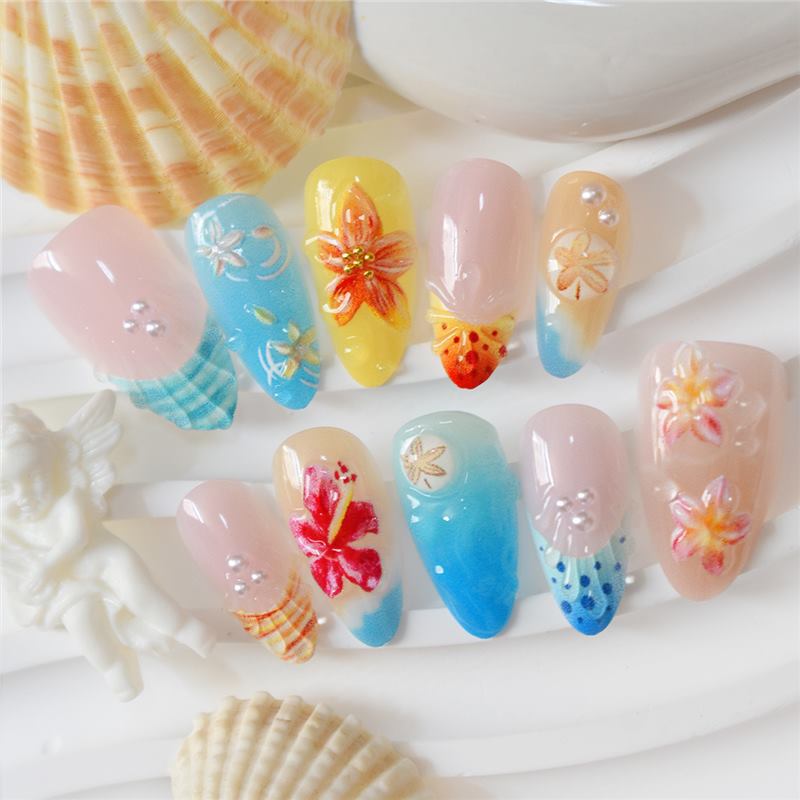Künstlerische 3D Blumen Nagelkunst Extensions Brehn