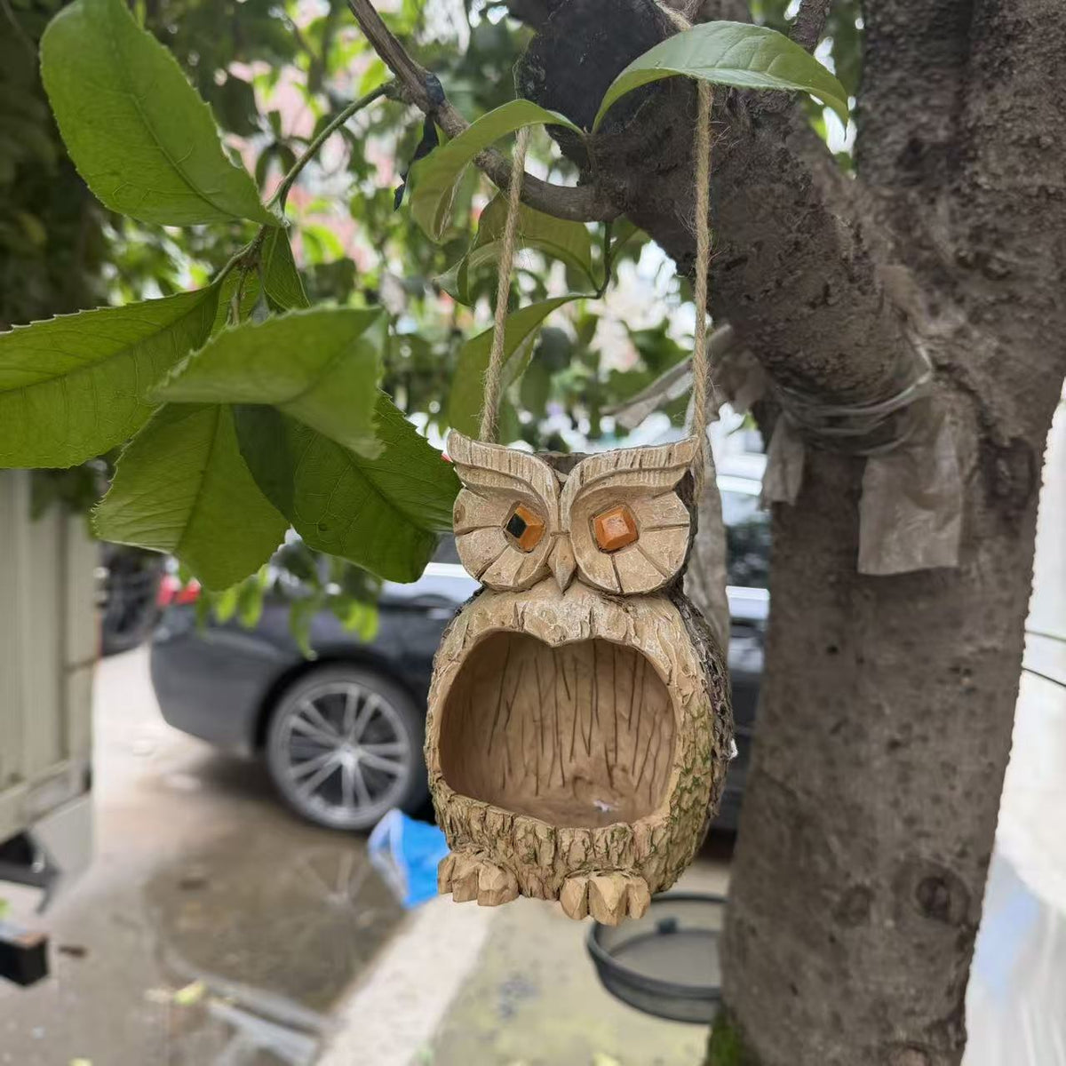 Holz Eule Vogelfutterspender Brehn