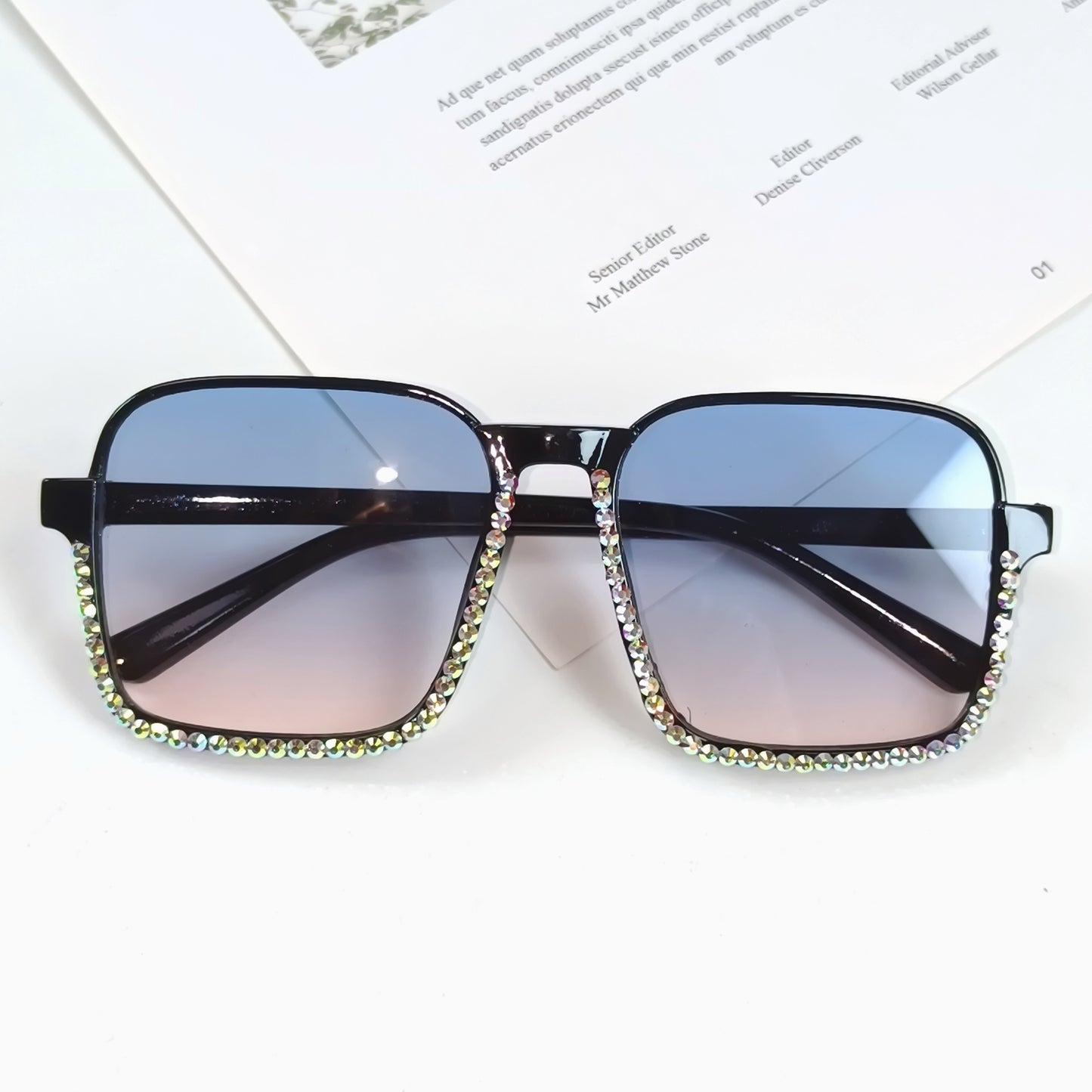 Damen Glamouröse Sonnenbrille mit funkelndem Strass-Besatz Brehn