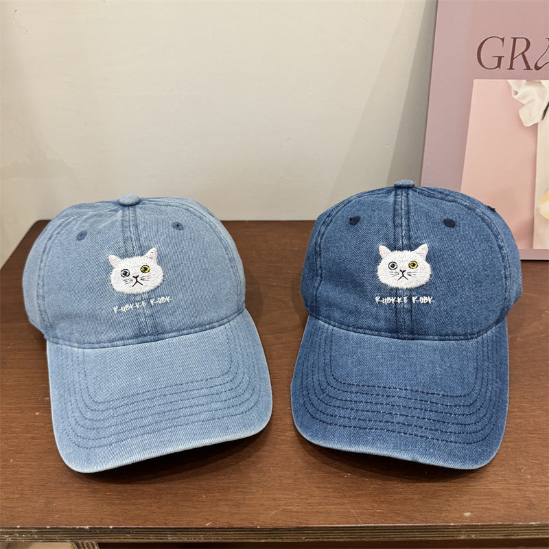 Damen Freizeit Baumwoll Baseball Cap mit Katzenstickerei Brehn