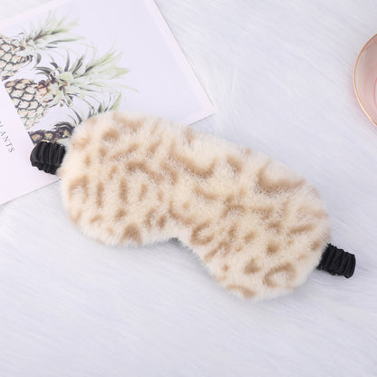 Damen nan luxuriöse Kunstfell Schlafmaske mit Leopardenmuster, extra weicher Polsterung und elastischem Komfortband Brehn