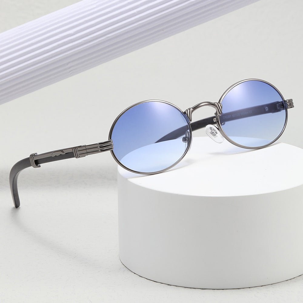 Damen runde Designer-Sonnenbrille mit innovativem Metallrahmen Brehn