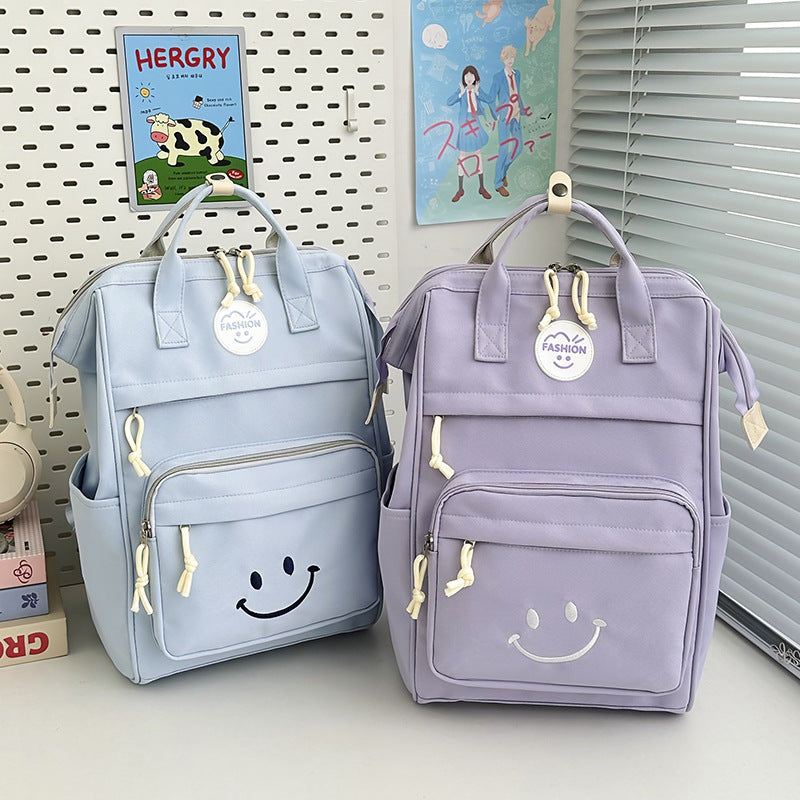 Trendy Multi-Taschen Smiley-Gesicht Rucksack Brehn