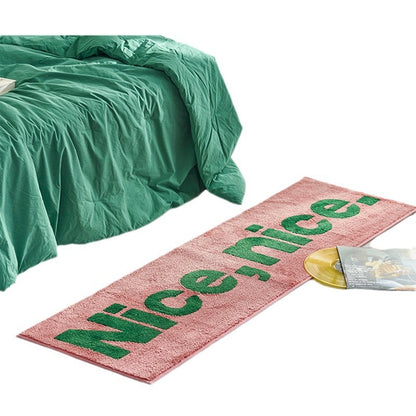 Langer Plüsch Slogan Schlafzimmer Läufer Teppich mit rutschfester Rückseite