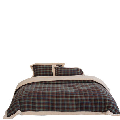 Bettwäsche-Set aus kuscheligem kariertem Flanell mit Teddyfleece-Kante
