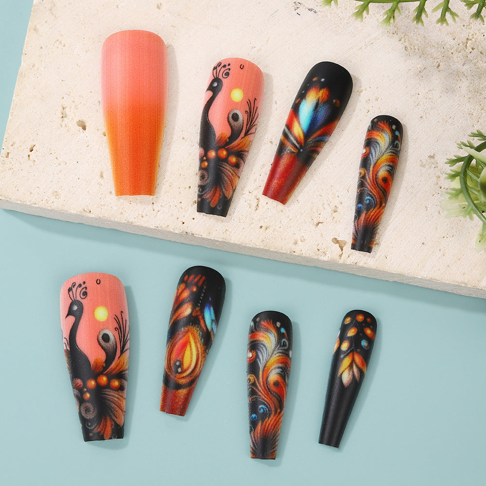 Kreatives Kunstnagel Set mit farbenfrohen Federdesigns Brehn
