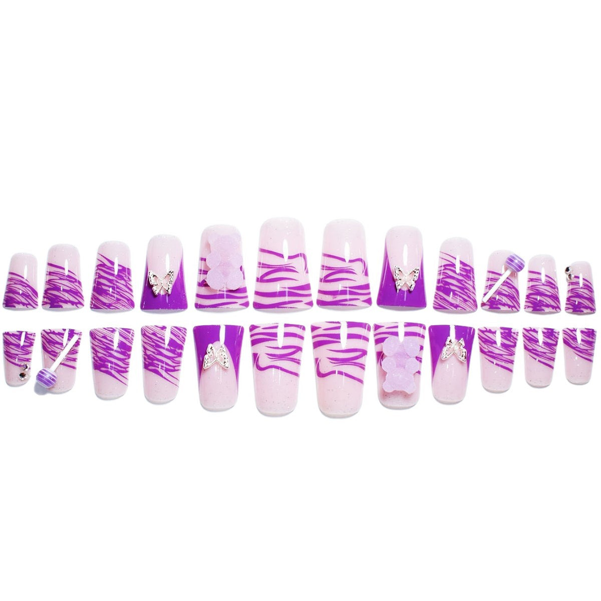 Kreatives Schmetterlings- und Süßigkeiten-inspiriertes Nagelset Brehn