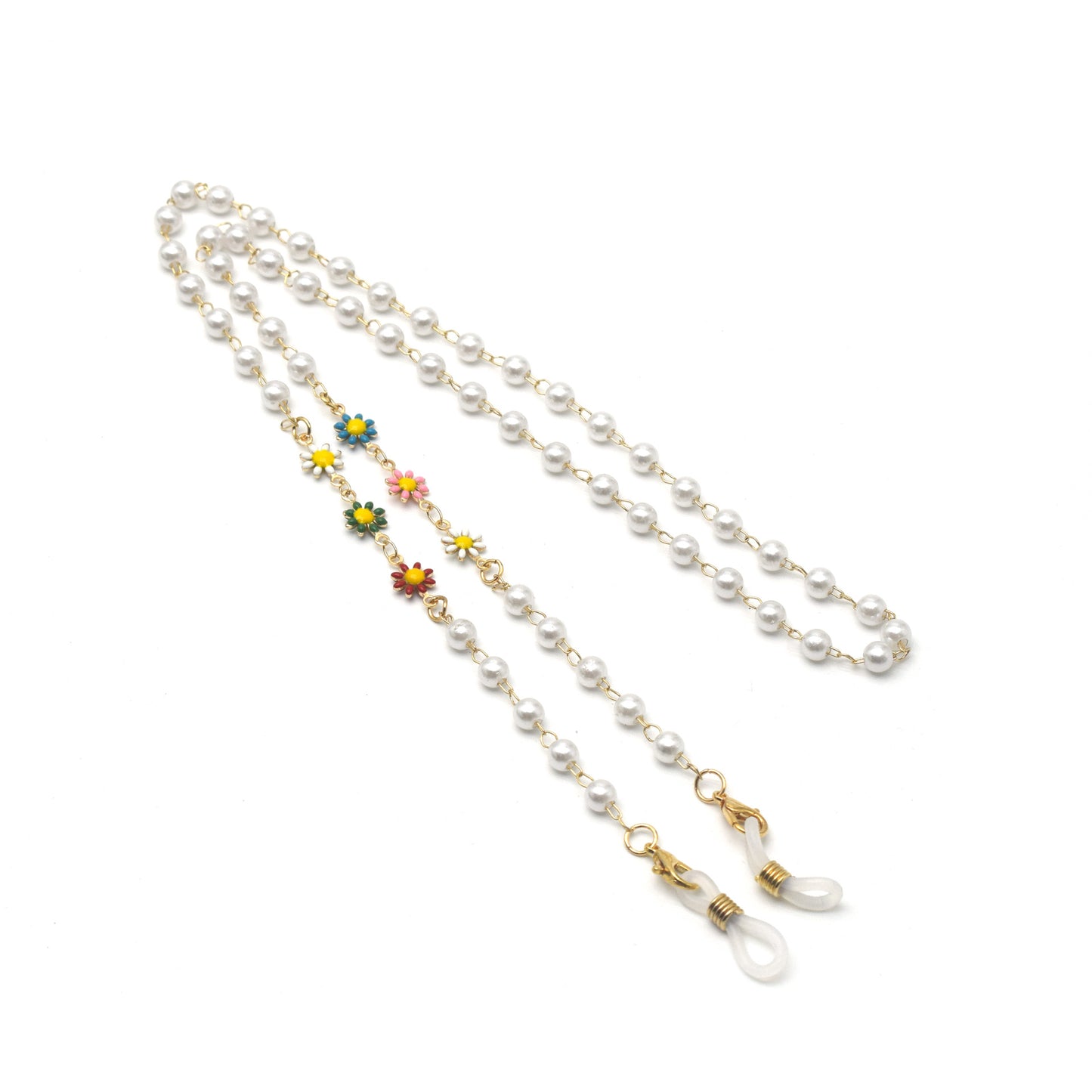 Elegante Perlen- und bunte Edelstein-Brillekette Brehn