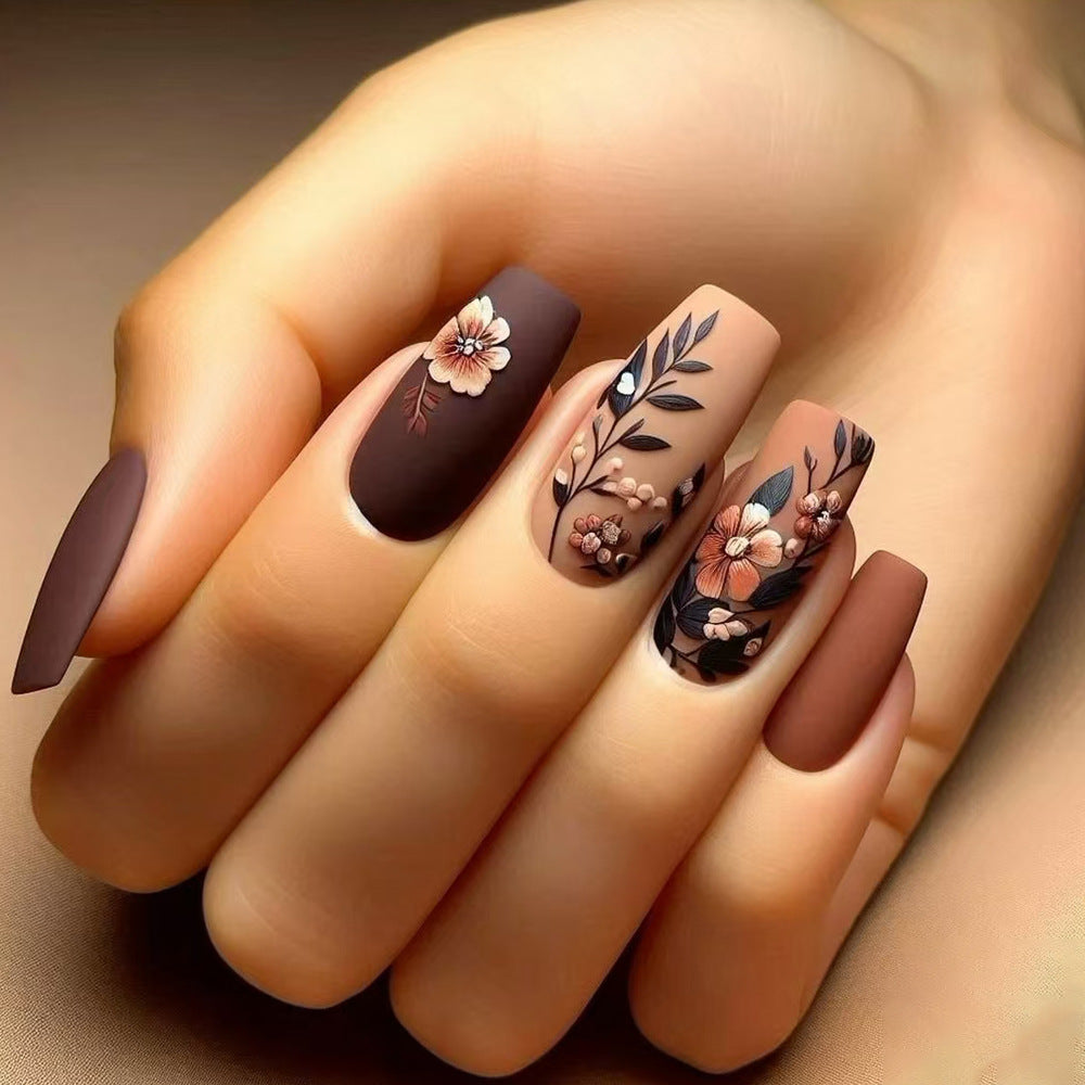 Elegante florale matte Press-On Nägel Brehn