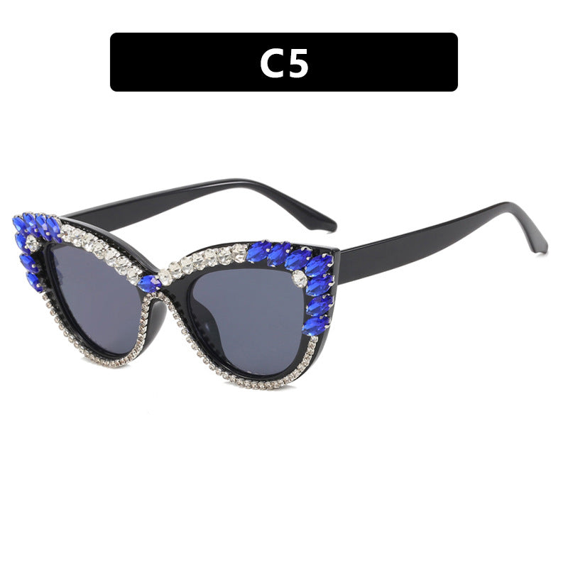 Damen extravagante Cat-Eye Sonnenbrille mit funkelndem Strassbesatz Brehn