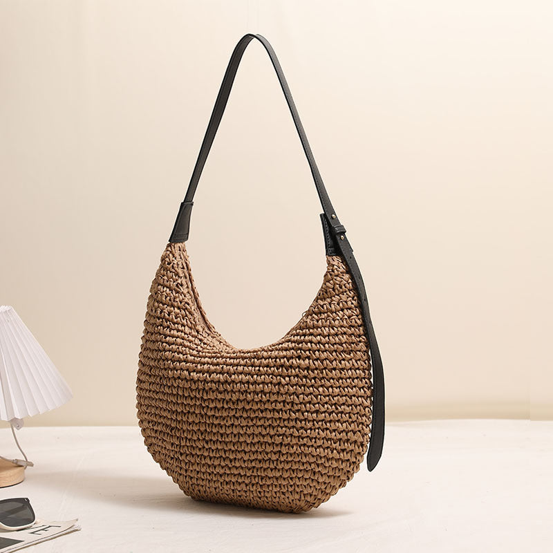 Handgefertigte Hobo-Tasche Aus Natürlichem Bastmaterial Brehn
