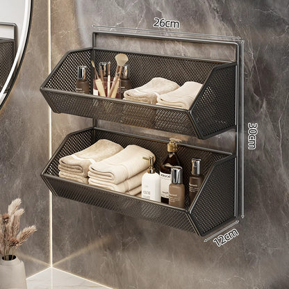 Wandmontierter Mesh-Badezimmer-Organizer-Regal