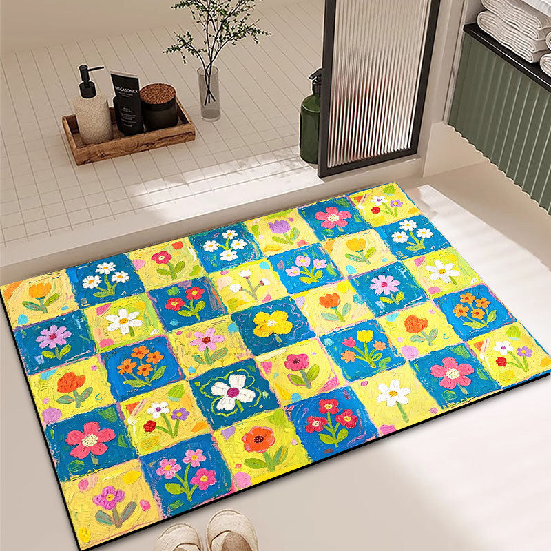 Lebhaftes Blumenmuster-Badezimmermatte