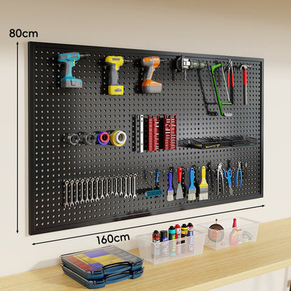 Wandmontierter Lochblech-Werkzeug-Pegboard-Organizer mit modularen Haken und Drahtkörben