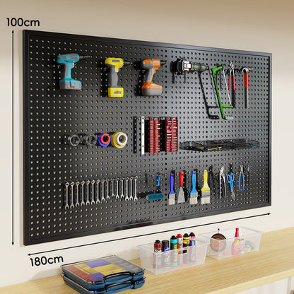 Wandmontierter Lochblech-Werkzeug-Pegboard-Organizer mit modularen Haken und Drahtkörben