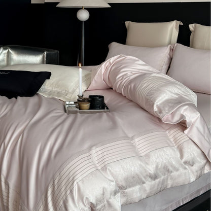 Luxuriös gesticktes Baumwollsatin Bettwäsche Set