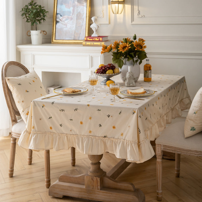 Bestickte Blumenmuster Tischdecke