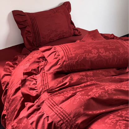 Luxuriöses Bettwäsche-Set aus Satin mit Volant und Jacquard-Detail Brehn