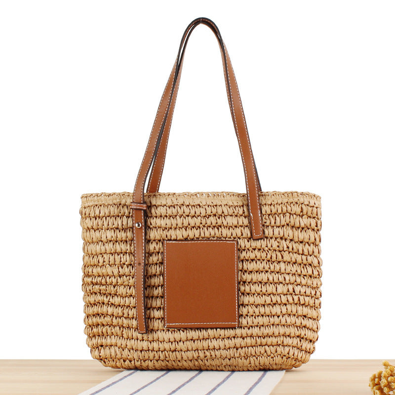 Geflochtene Handtasche mit Eleganter Lederapplikation Brehn