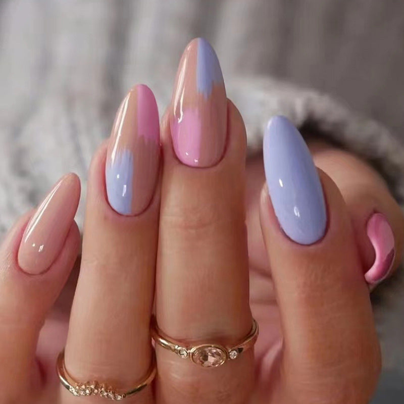 Künstlerisches Herz-Akzent Press-On Nagelset Brehn