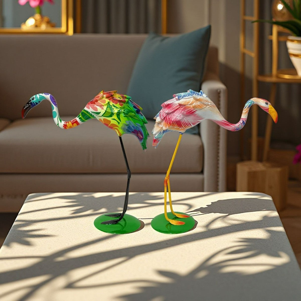 Künstlerisch gestaltete Flamingo Skulptur Brehn