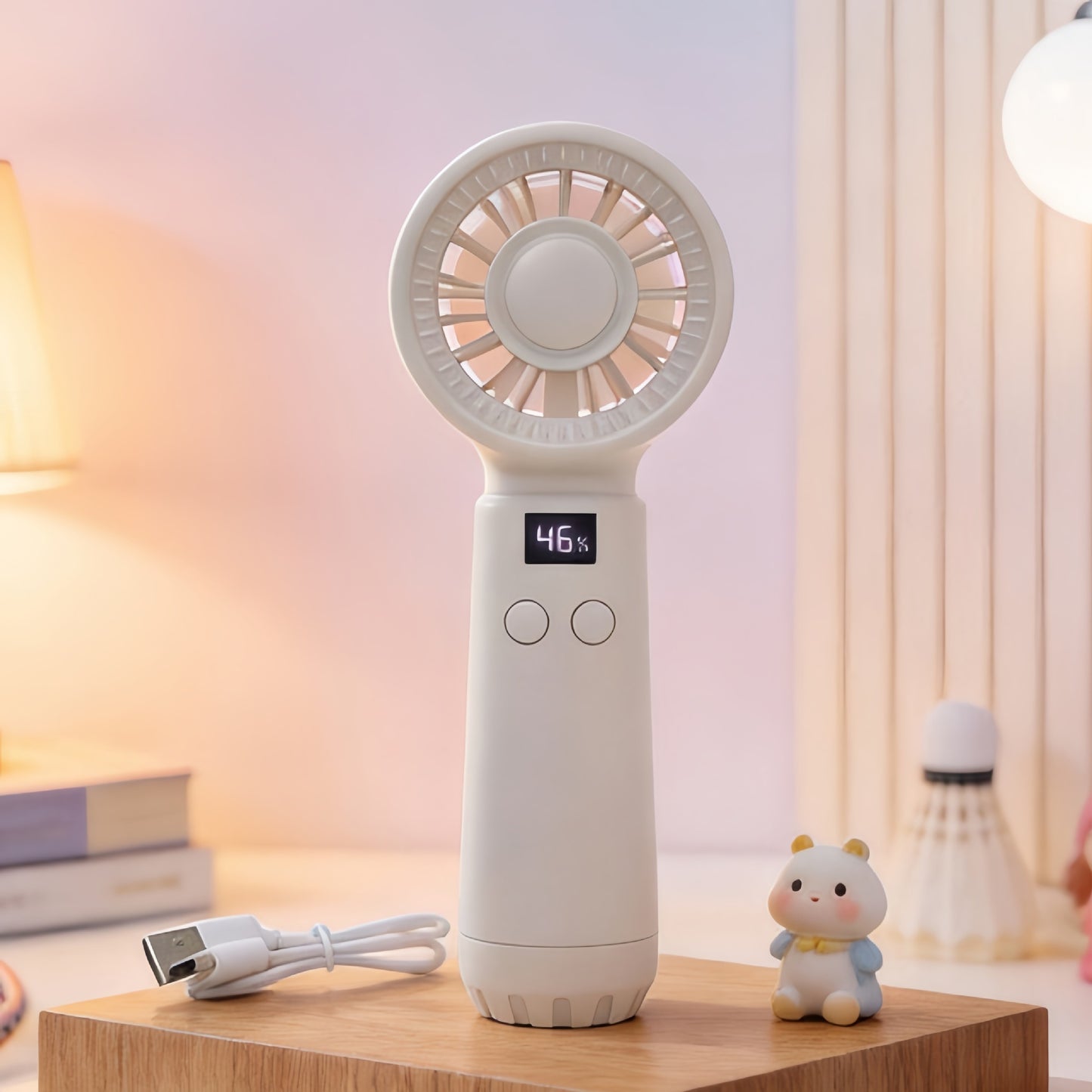 Damen Tragbarer USB Handventilator mit LED-Anzeige und einstellbaren Geschwindigkeiten Brehn