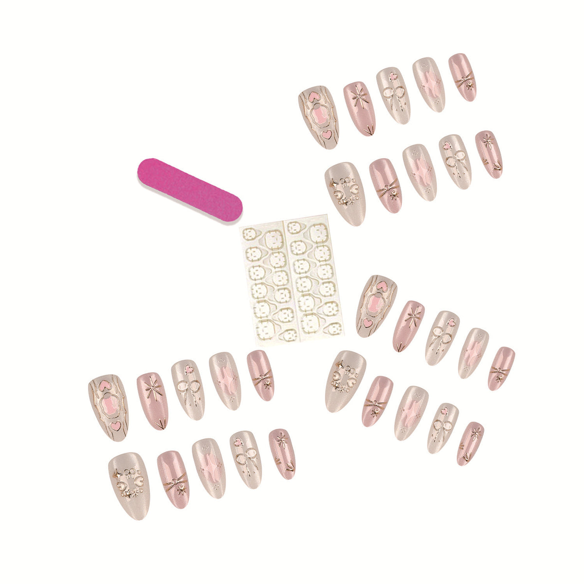 Elegantes Press-On-Nagelset mit dekorativen Akzenten