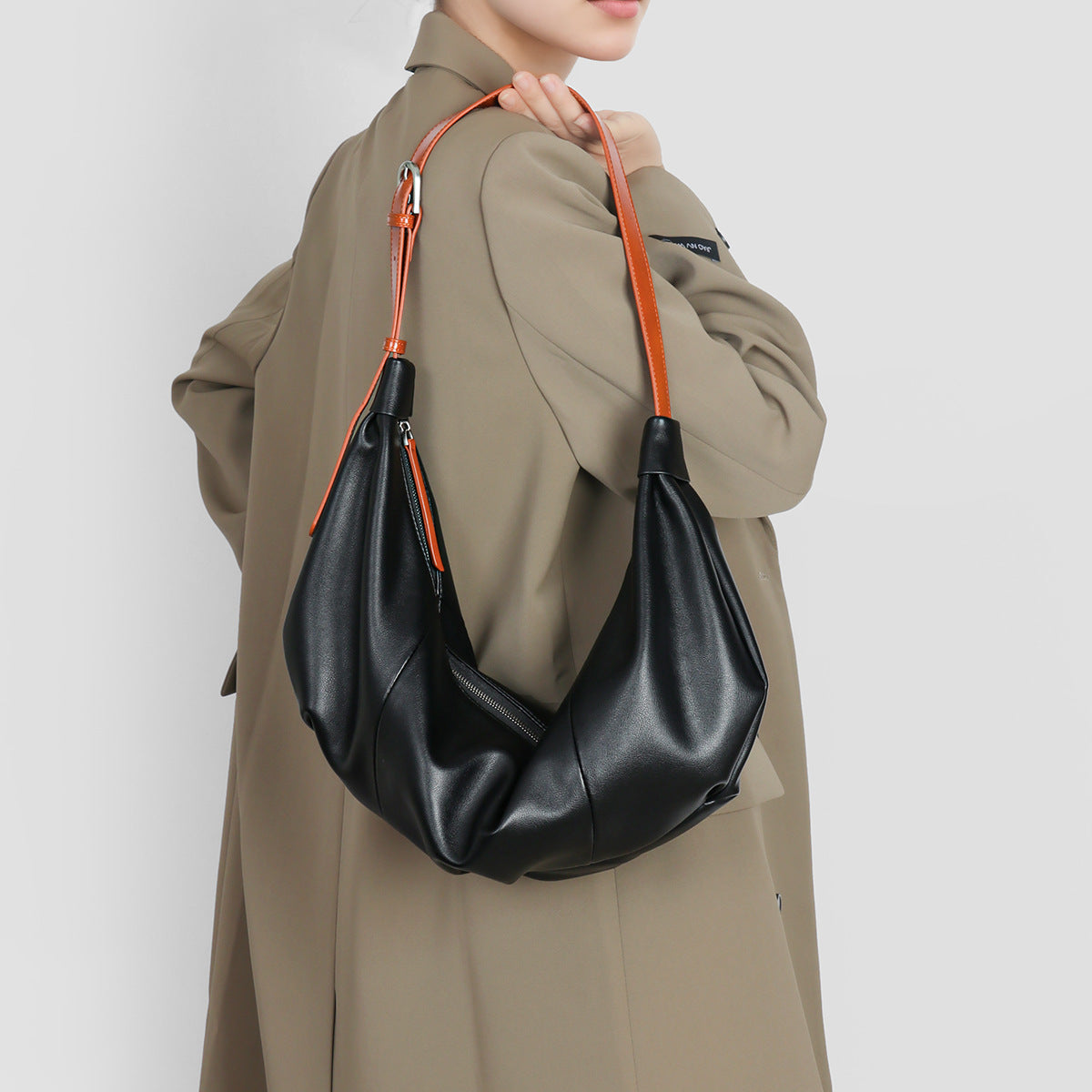 Lässige Crescent Kunstleder Hobo Schultertasche mit verstellbarem Riemen