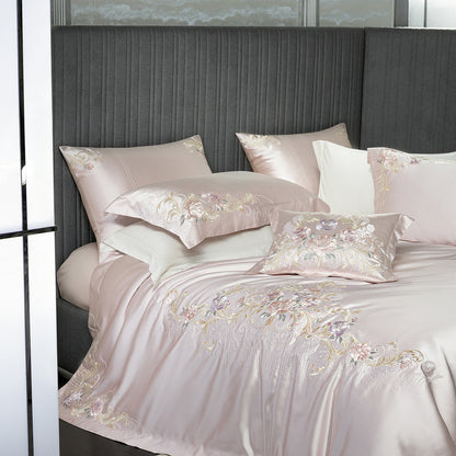 Besticktes Satin-Bettwäsche-Set mit Luxus-Applikationen