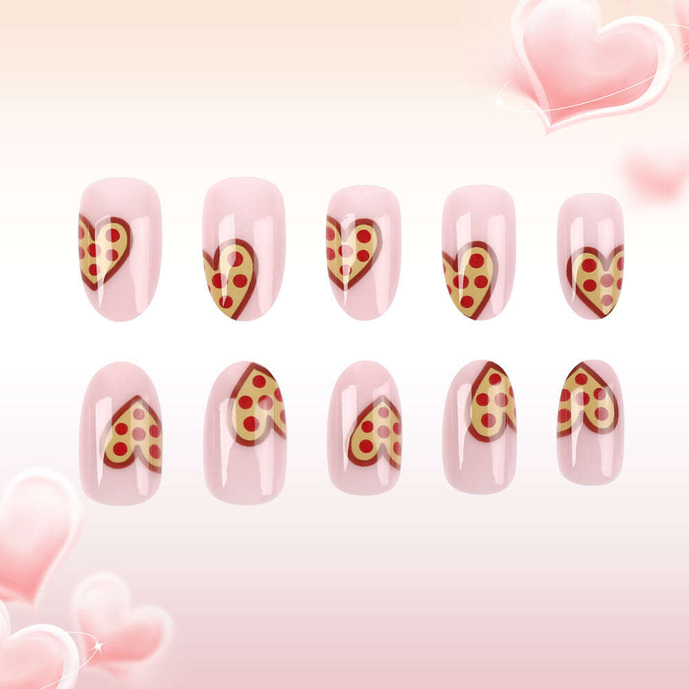 Verspielte Pizza Herz Press-On Nagelkunst Brehn