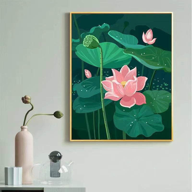 Zeitgenössischer Lotus-Blumen-Canvas-Kunstdruck Brehn