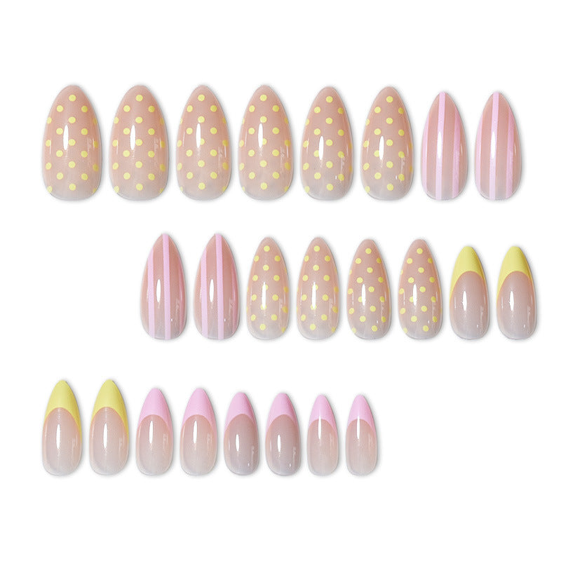 Künstlerisches Press-On-Nagelset mit Punkten und Ombre-Design Brehn