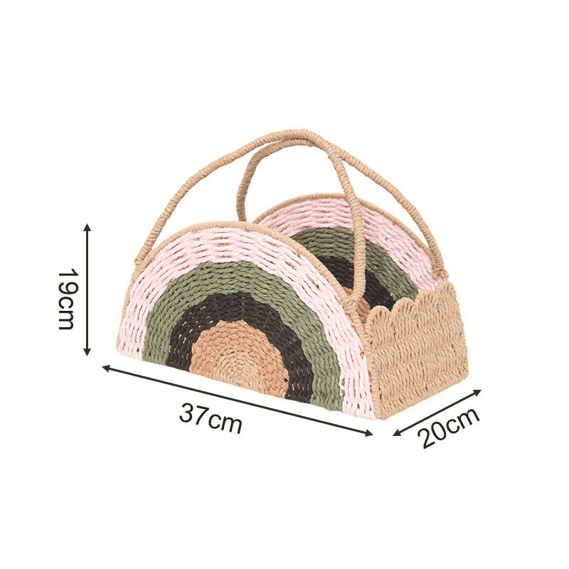 Woven Straw Rainbow Tote Brehn